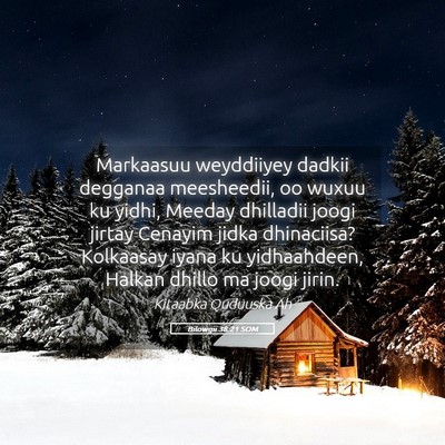 Picture 05 - Bilowgii 38:21 SOM - Markaasuu weyddiiyey dadkii degganaa meesheedii, - Bible Verse Picture