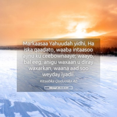 Picture 05 - Bilowgii 38:23 SOM - Markaasaa Yahuudah yidhi, Ha iska qaadato, waaba - Bible Verse Picture