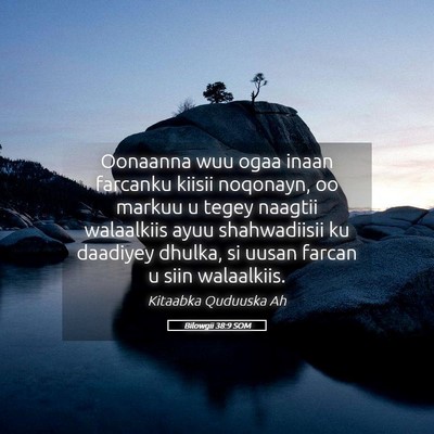 Picture 05 - Bilowgii 38:9 SOM - Oonaanna wuu ogaa inaan farcanku kiisii noqonayn, - Bible Verse Picture