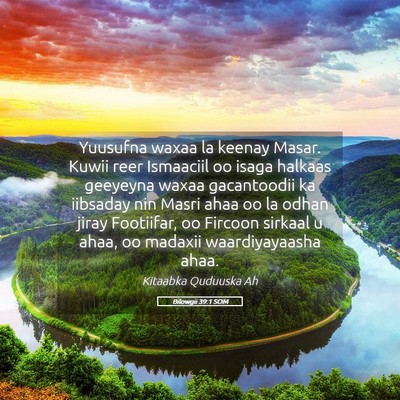 Picture 05 - Bilowgii 39:1 SOM - Yuusufna waxaa la keenay Masar. Kuwii reer - Bible Verse Picture