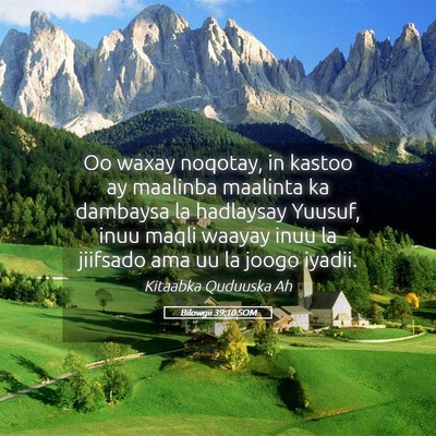 Picture 05 - Bilowgii 39:10 SOM - Oo waxay noqotay, in kastoo ay maalinba maalinta - Bible Verse Picture