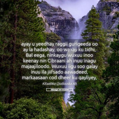 Picture 05 - Bilowgii 39:14 SOM - ayay u yeedhay raggii gurigeeda oo ay la - Bible Verse Picture