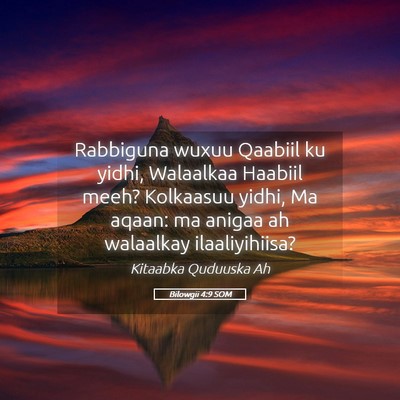 Picture 05 - Bilowgii 4:9 SOM - Rabbiguna wuxuu Qaabiil ku yidhi, Walaalkaa - Bible Verse Picture