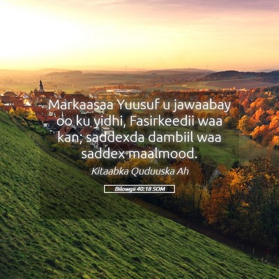 Picture 05 - Bilowgii 40:18 SOM - Markaasaa Yuusuf u jawaabay oo ku yidhi, - Bible Verse Picture