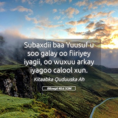 Picture 05 - Bilowgii 40:6 SOM - Subaxdii baa Yuusuf u soo galay oo fiiriyey - Bible Verse Picture