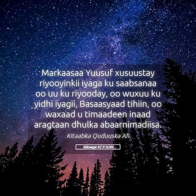 Picture 05 - Bilowgii 42:9 SOM - Markaasaa Yuusuf xusuustay riyooyinkii iyaga ku - Bible Verse Picture