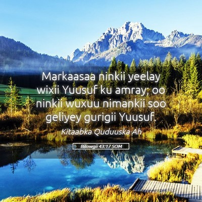 Picture 05 - Bilowgii 43:17 SOM - Markaasaa ninkii yeelay wixii Yuusuf ku amray; oo - Bible Verse Picture