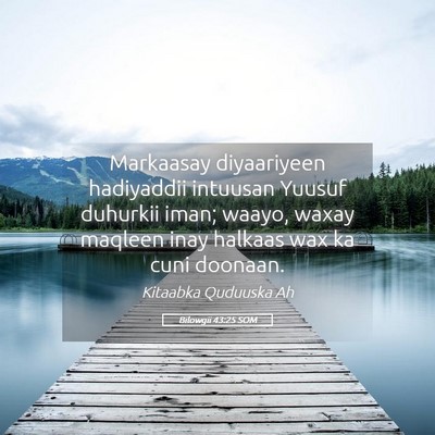 Picture 05 - Bilowgii 43:25 SOM - Markaasay diyaariyeen hadiyaddii intuusan Yuusuf - Bible Verse Picture