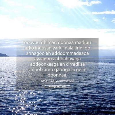 Picture 05 - Bilowgii 44:31 SOM - oo wuu dhiman doonaa markuu arko inuusan yarkii - Bible Verse Picture