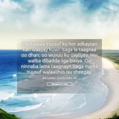 Picture 05 - Bilowgii 45:1 SOM - Markaasaa Yuusuf ku hor adkaysan kari waayay - Bible Verse Picture