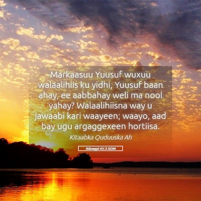 Picture 05 - Bilowgii 45:3 SOM - Markaasuu Yuusuf wuxuu walaalihiis ku yidhi, - Bible Verse Picture