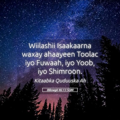 Picture 05 - Bilowgii 46:13 SOM - Wiilashii Isaakaarna waxay ahaayeen Toolac iyo - Bible Verse Picture