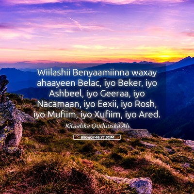 Picture 05 - Bilowgii 46:21 SOM - Wiilashii Benyaamiinna waxay ahaayeen Belac, iyo - Bible Verse Picture