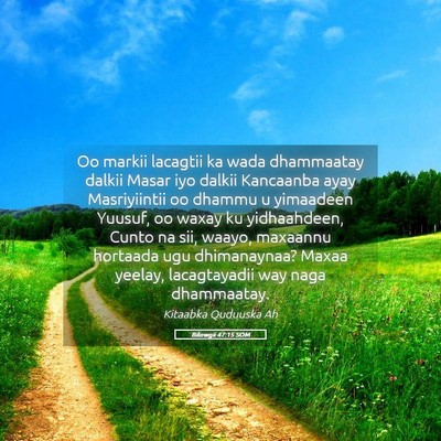 Picture 05 - Bilowgii 47:15 SOM - Oo markii lacagtii ka wada dhammaatay dalkii - Bible Verse Picture