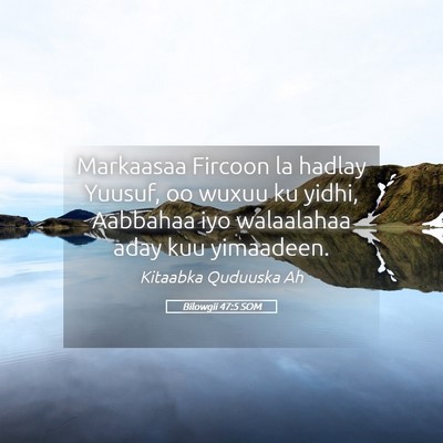 Picture 05 - Bilowgii 47:5 SOM - Markaasaa Fircoon la hadlay Yuusuf, oo wuxuu ku - Bible Verse Picture