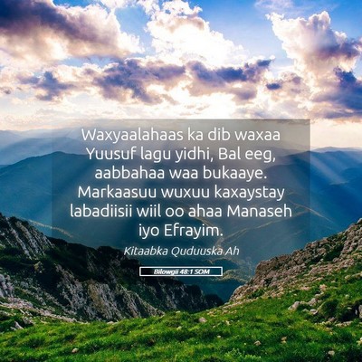 Picture 05 - Bilowgii 48:1 SOM - Waxyaalahaas ka dib waxaa Yuusuf lagu yidhi, Bal - Bible Verse Picture