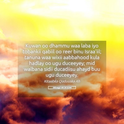 Picture 05 - Bilowgii 49:28 SOM - Kuwan oo dhammu waa laba iyo tobankii qabiil oo - Bible Verse Picture
