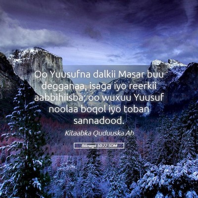 Picture 05 - Bilowgii 50:22 SOM - Oo Yuusufna dalkii Masar buu degganaa, isaga iyo - Bible Verse Picture