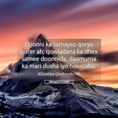 Picture 05 - Bilowgii 6:14 SOM - Doonni ka samayso qoryo gofer ah; qowladana ka - Bible Verse Picture