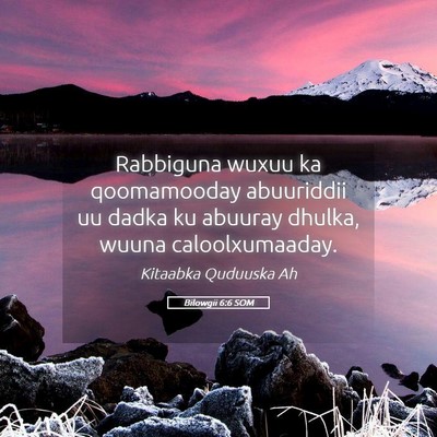 Picture 05 - Bilowgii 6:6 SOM - Rabbiguna wuxuu ka qoomamooday abuuriddii uu - Bible Verse Picture