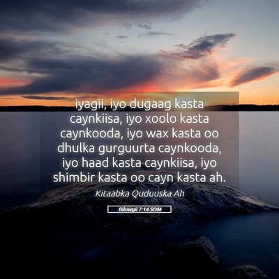 Picture 05 - Bilowgii 7:14 SOM - iyagii, iyo dugaag kasta caynkiisa, iyo xoolo - Bible Verse Picture