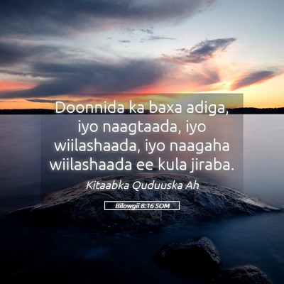 Picture 05 - Bilowgii 8:16 SOM - Doonnida ka baxa adiga, iyo naagtaada, iyo - Bible Verse Picture