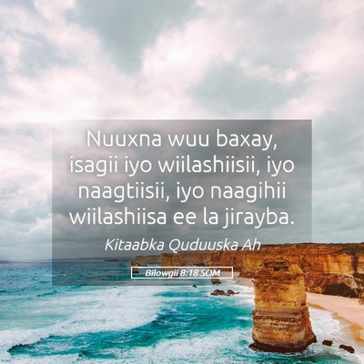 Picture 05 - Bilowgii 8:18 SOM - Nuuxna wuu baxay, isagii iyo wiilashiisii, iyo - Bible Verse Picture