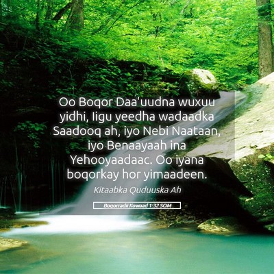 Picture 05 - Boqorradii Kowaad 1:32 SOM - Oo Boqor Daa'uudna wuxuu yidhi, Iigu yeedha - Bible Verse Picture