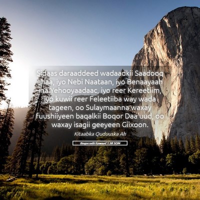Picture 05 - Boqorradii Kowaad 1:38 SOM - Sidaas daraaddeed wadaadkii Saadooq ahaa, iyo - Bible Verse Picture