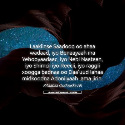 Picture 05 - Boqorradii Kowaad 1:8 SOM - Laakiinse Saadooq oo ahaa wadaad, iyo Benaayaah - Bible Verse Picture