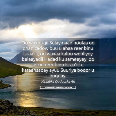 Picture 05 - Boqorradii Kowaad 11:25 SOM - Oo wakhtigii Sulaymaan noolaa oo dhan cadow buu u - Bible Verse Picture