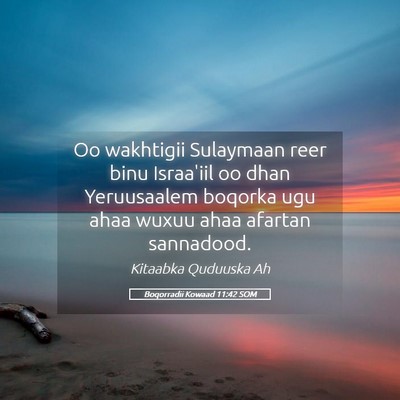Picture 05 - Boqorradii Kowaad 11:42 SOM - Oo wakhtigii Sulaymaan reer binu Israa'iil oo - Bible Verse Picture