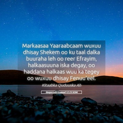 Picture 05 - Boqorradii Kowaad 12:25 SOM - Markaasaa Yaaraabcaam wuxuu dhisay Shekem oo ku - Bible Verse Picture