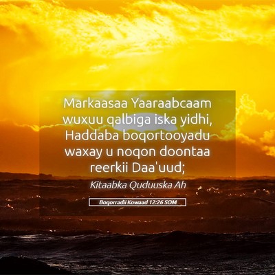 Picture 05 - Boqorradii Kowaad 12:26 SOM - Markaasaa Yaaraabcaam wuxuu qalbiga iska yidhi, - Bible Verse Picture