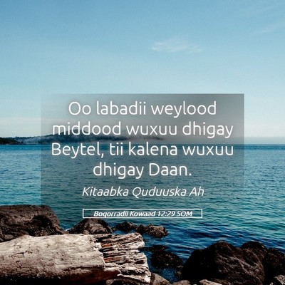 Picture 05 - Boqorradii Kowaad 12:29 SOM - Oo labadii weylood middood wuxuu dhigay Beytel, - Bible Verse Picture