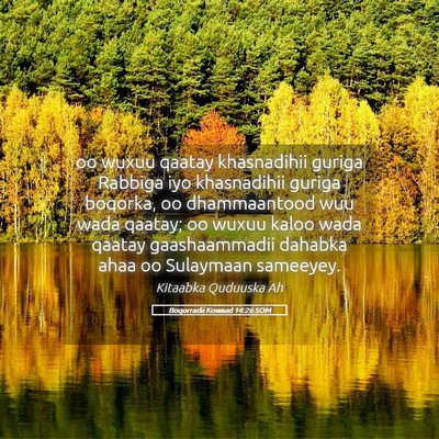 Picture 05 - Boqorradii Kowaad 14:26 SOM - oo wuxuu qaatay khasnadihii guriga Rabbiga iyo - Bible Verse Picture