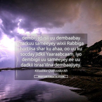 Picture 05 - Boqorradii Kowaad 16:19 SOM - dembiyadiisii uu dembaabay markuu sameeyey wixii - Bible Verse Picture