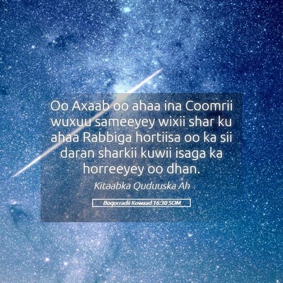 Picture 05 - Boqorradii Kowaad 16:30 SOM - Oo Axaab oo ahaa ina Coomrii wuxuu sameeyey wixii - Bible Verse Picture