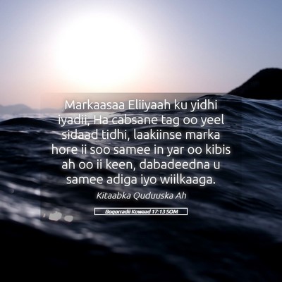 Picture 05 - Boqorradii Kowaad 17:13 SOM - Markaasaa Eliiyaah ku yidhi iyadii, Ha cabsane - Bible Verse Picture