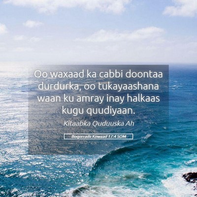 Picture 05 - Boqorradii Kowaad 17:4 SOM - Oo waxaad ka cabbi doontaa durdurka, oo - Bible Verse Picture