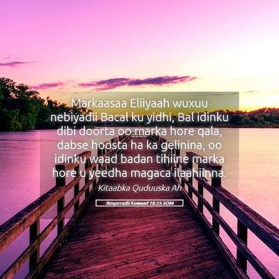 Picture 05 - Boqorradii Kowaad 18:25 SOM - Markaasaa Eliiyaah wuxuu nebiyadii Bacal ku - Bible Verse Picture