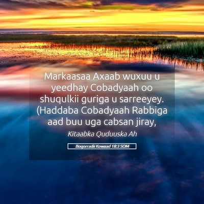 Picture 05 - Boqorradii Kowaad 18:3 SOM - Markaasaa Axaab wuxuu u yeedhay Cobadyaah oo - Bible Verse Picture