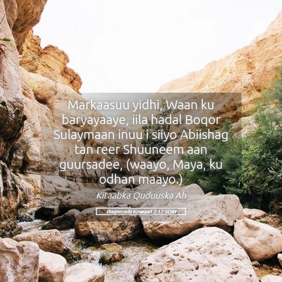 Picture 05 - Boqorradii Kowaad 2:17 SOM - Markaasuu yidhi, Waan ku baryayaaye, iila hadal - Bible Verse Picture