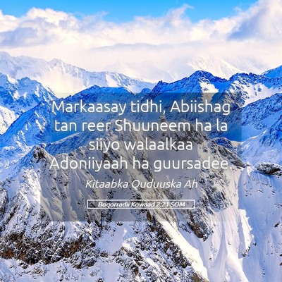 Picture 05 - Boqorradii Kowaad 2:21 SOM - Markaasay tidhi, Abiishag tan reer Shuuneem ha la - Bible Verse Picture