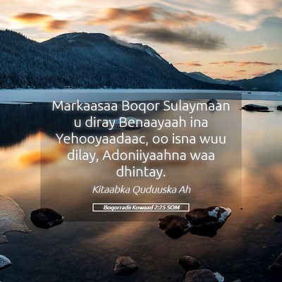 Picture 05 - Boqorradii Kowaad 2:25 SOM - Markaasaa Boqor Sulaymaan u diray Benaayaah ina - Bible Verse Picture