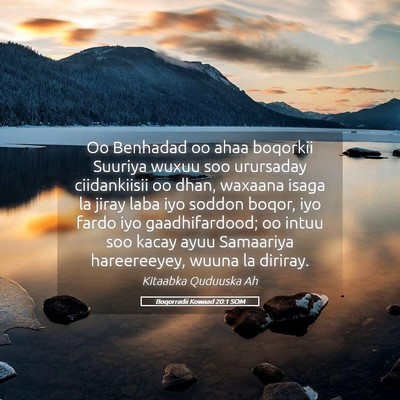 Picture 05 - Boqorradii Kowaad 20:1 SOM - Oo Benhadad oo ahaa boqorkii Suuriya wuxuu soo - Bible Verse Picture