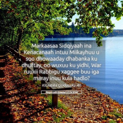 Picture 05 - Boqorradii Kowaad 22:24 SOM - Markaasaa Sidqiyaah ina Kenacanaah intuu - Bible Verse Picture