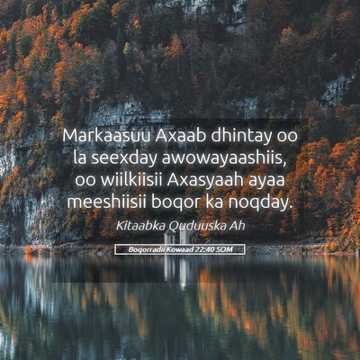 Picture 05 - Boqorradii Kowaad 22:40 SOM - Markaasuu Axaab dhintay oo la seexday - Bible Verse Picture