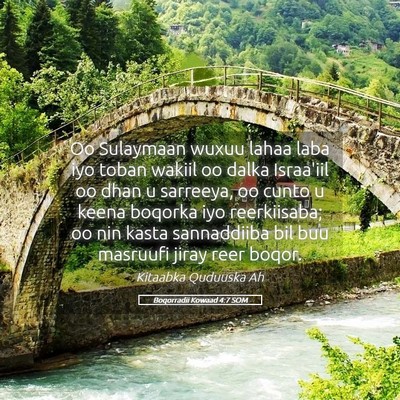 Picture 05 - Boqorradii Kowaad 4:7 SOM - Oo Sulaymaan wuxuu lahaa laba iyo toban wakiil oo - Bible Verse Picture