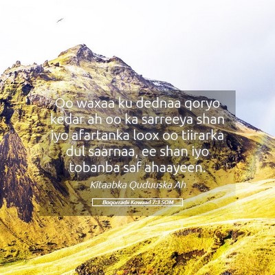 Picture 05 - Boqorradii Kowaad 7:3 SOM - Oo waxaa ku dednaa qoryo kedar ah oo ka sarreeya - Bible Verse Picture
